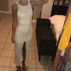 Stripped Dress with Slit in Front